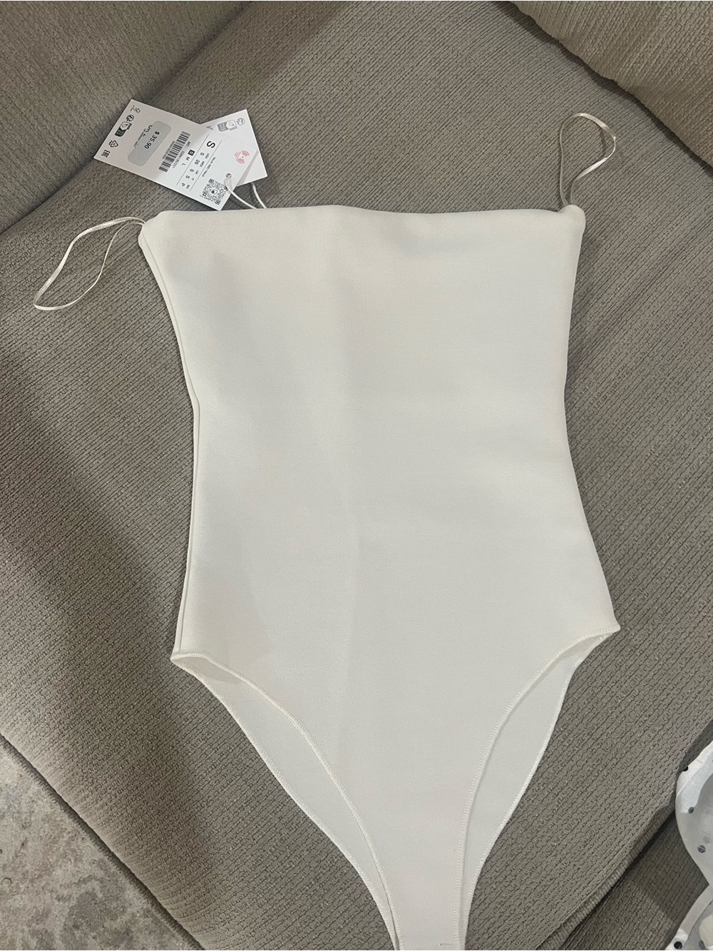 Zara Cream Strapless Bodysuit